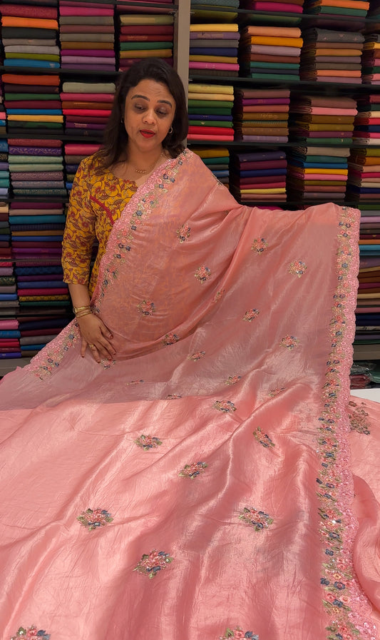 VELVET ORGANZA SAREES - IHA 24940