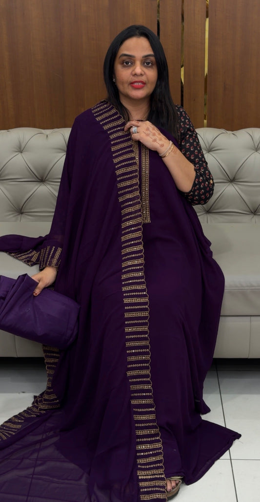 FAUX GEORGETTE UNSTITCHED SALWAR SUITS - IHA 31845