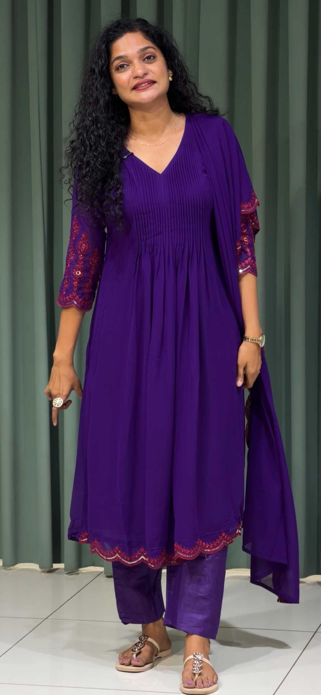 GEORGETTE TOP, BOTTOM AND DUPATTA - IHA 33713