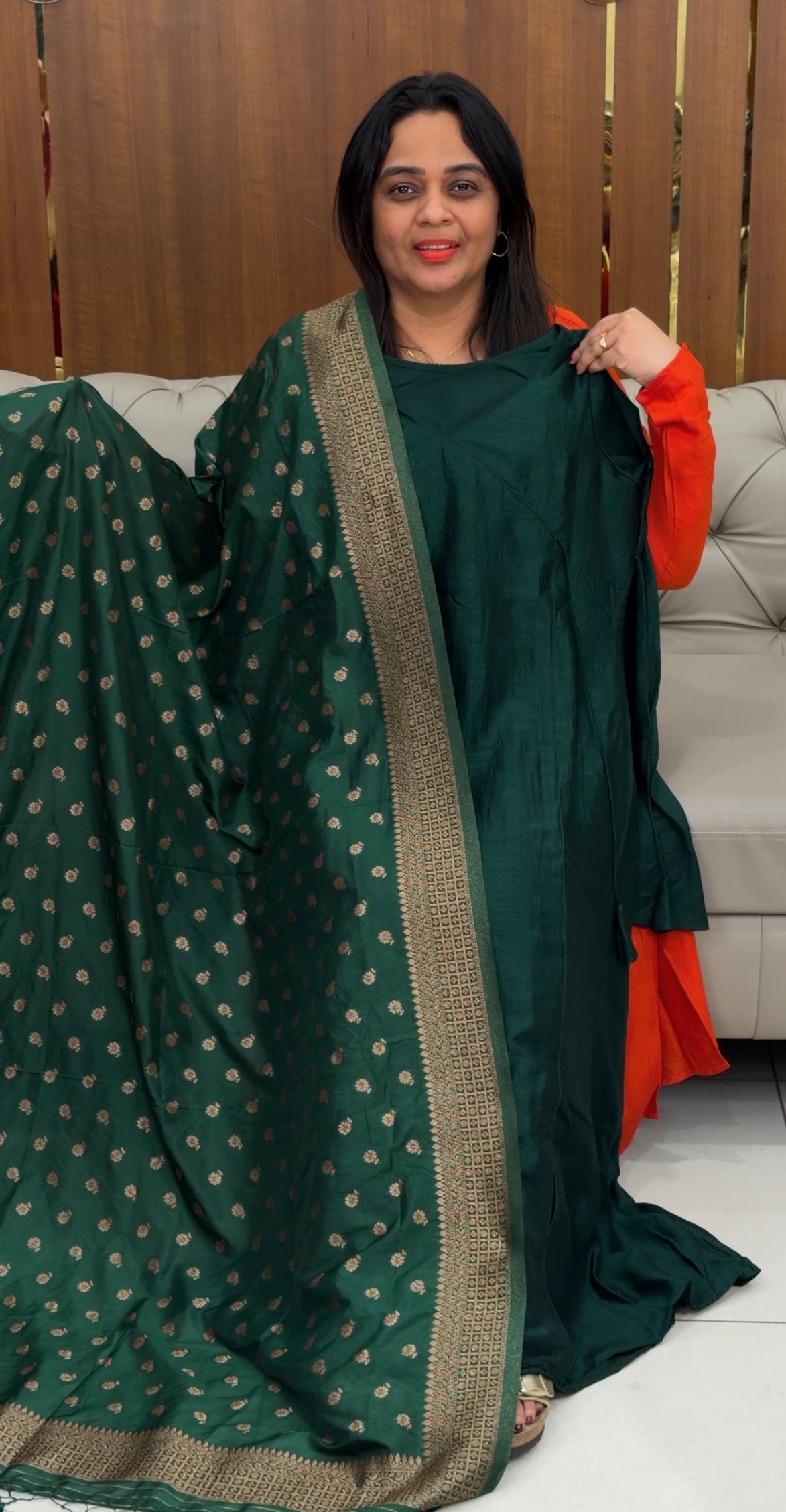 IHA'S IN-HOUSE SEMI RAW SILK ALINE TOP AND DUPATTA - IHA 29785