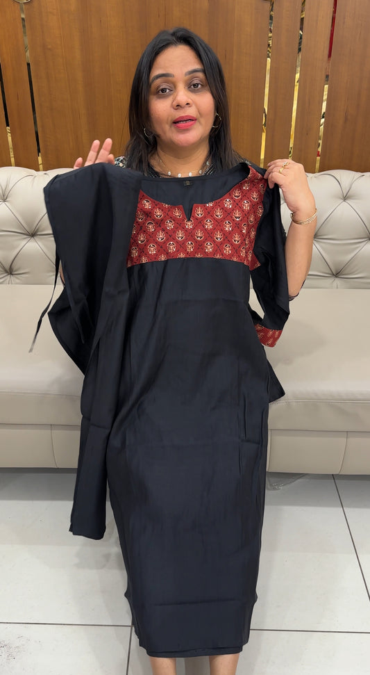 COTTON LONG SLITTED TOP AND BOTTOM - IHA 28344