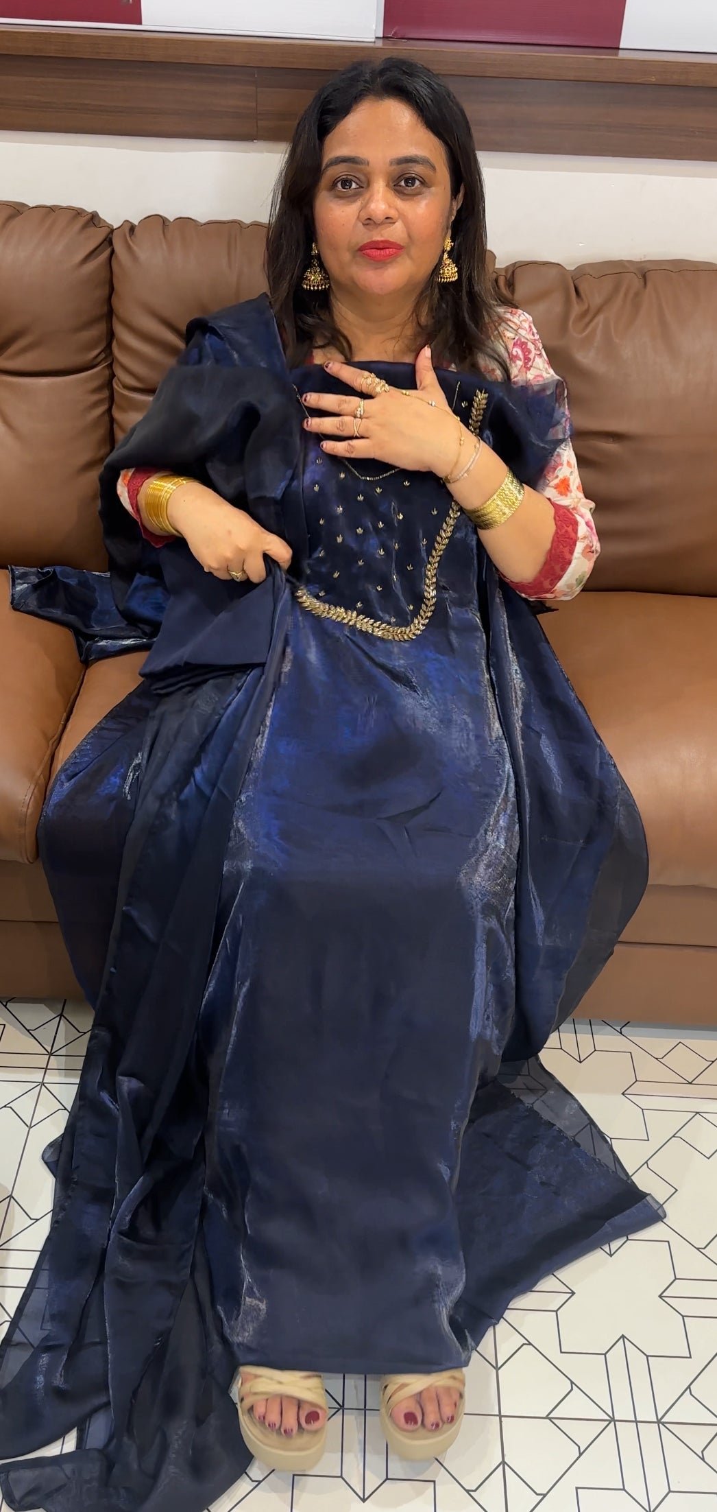 HAND WORKED UNSTITCHED SALWAR SUITS - IHA 26147
