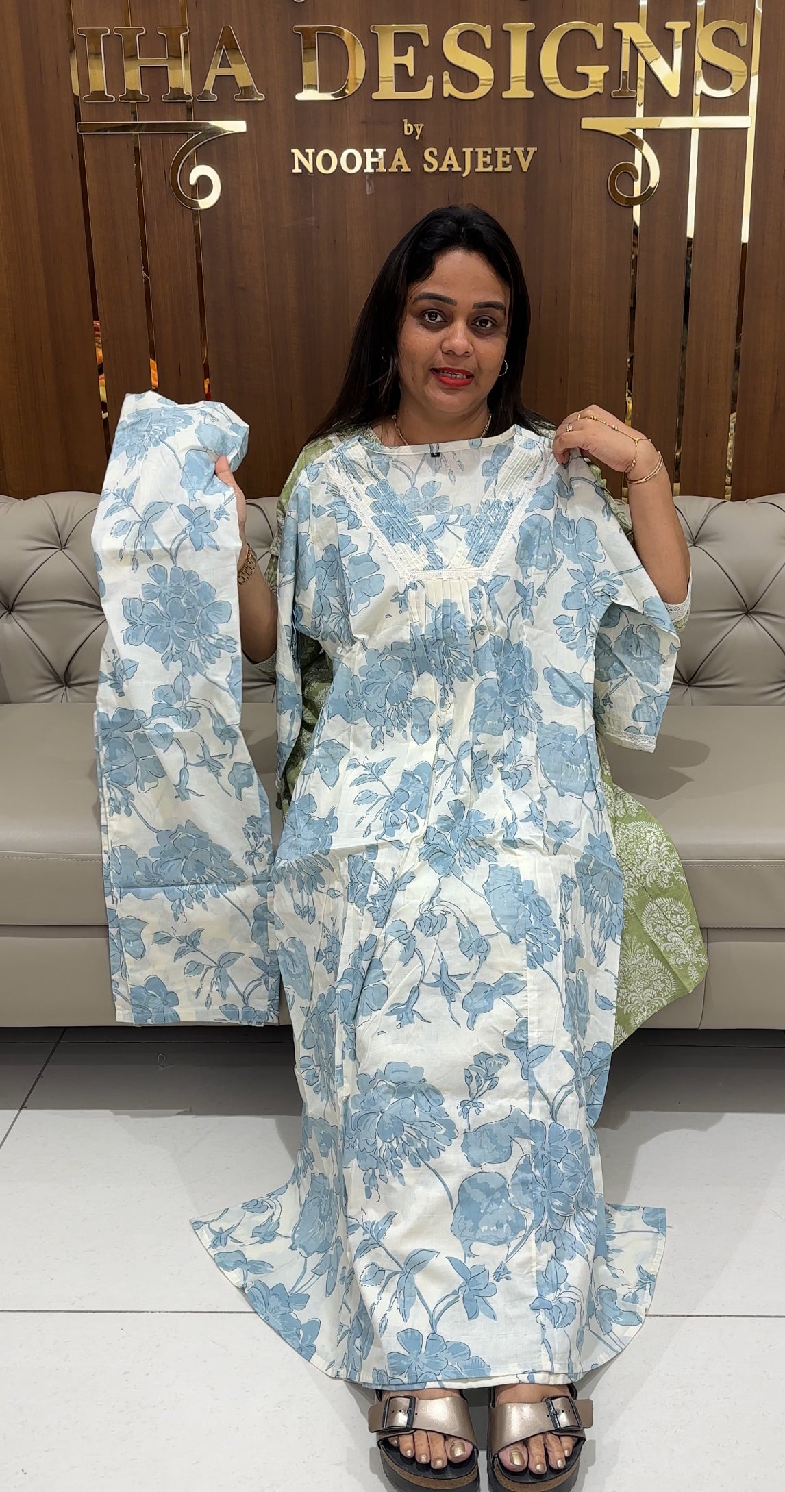 COTTON PRINTED ALINE TOP AND BOTTOM - IHA 24160