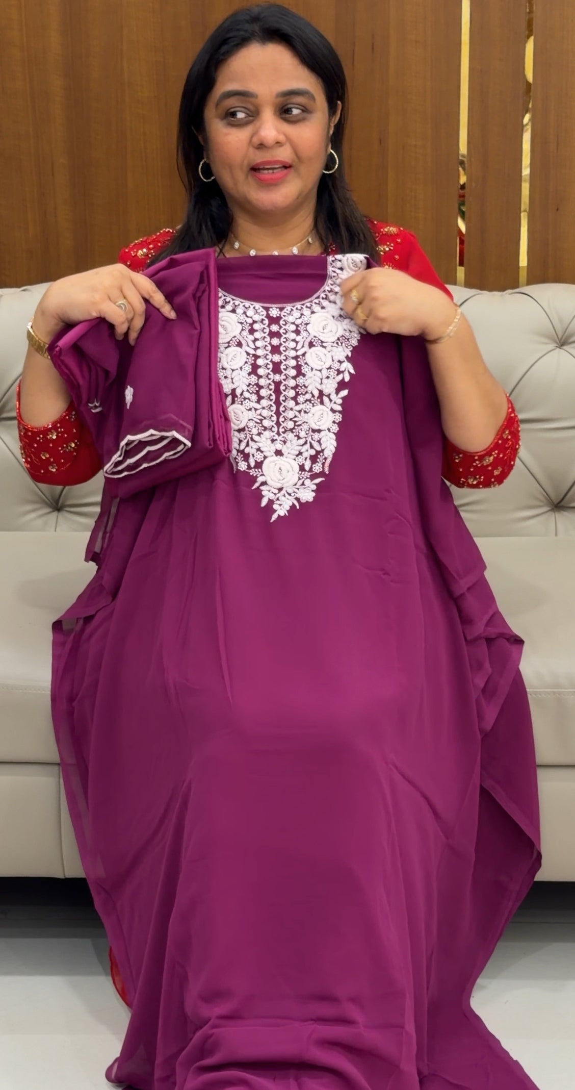 FAUX GEORGETTE LUCKNOWI UNSTITCHED SALWAR SUITS - IHA 28764