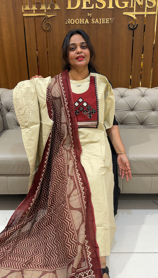 COTTON TOP, BOTTOM AND DUPATTA - IHA 25109