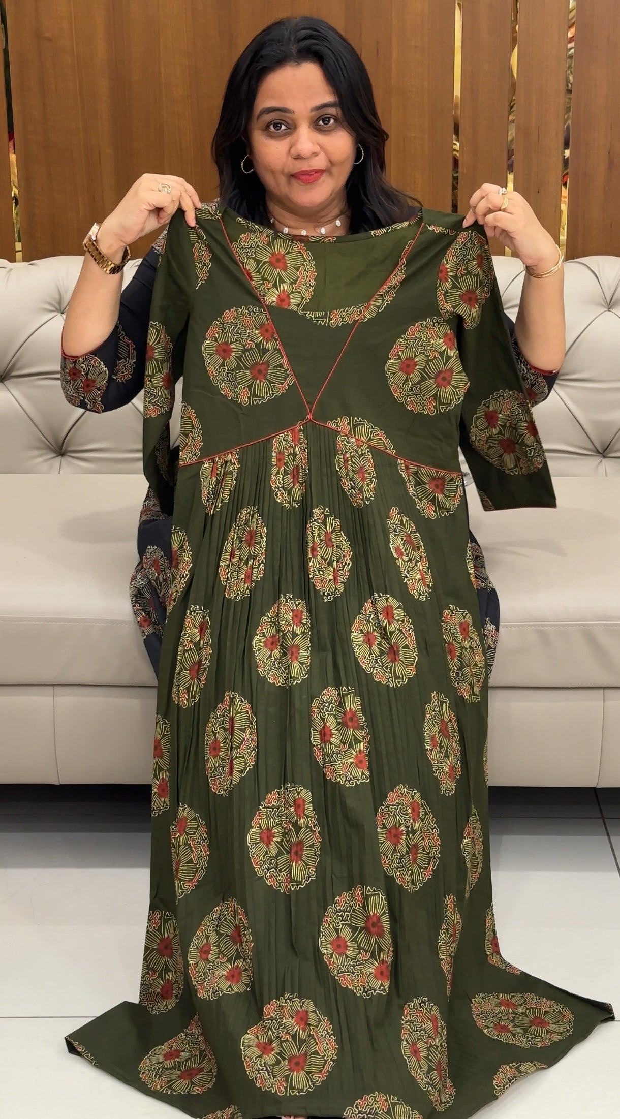 IHA'S IN-HOUSE AJRAKH PRINTED LONG TOPS - IHA 28486