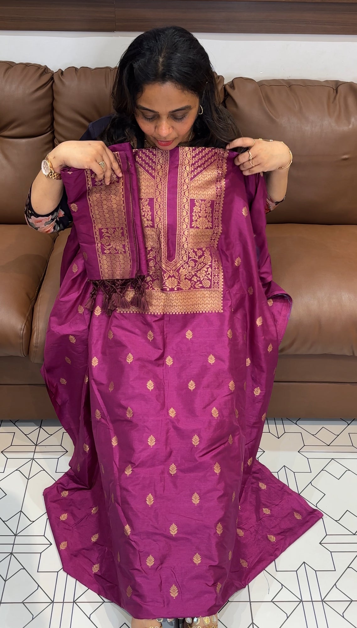 KATAN BANARASI UNSTITCHEED SALWAR SUITS - IHA 26653