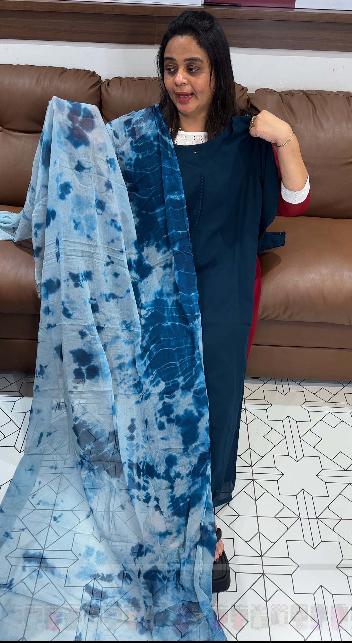 FAUX GEORGETTE TOP AND DUPATTA - IHA 27851