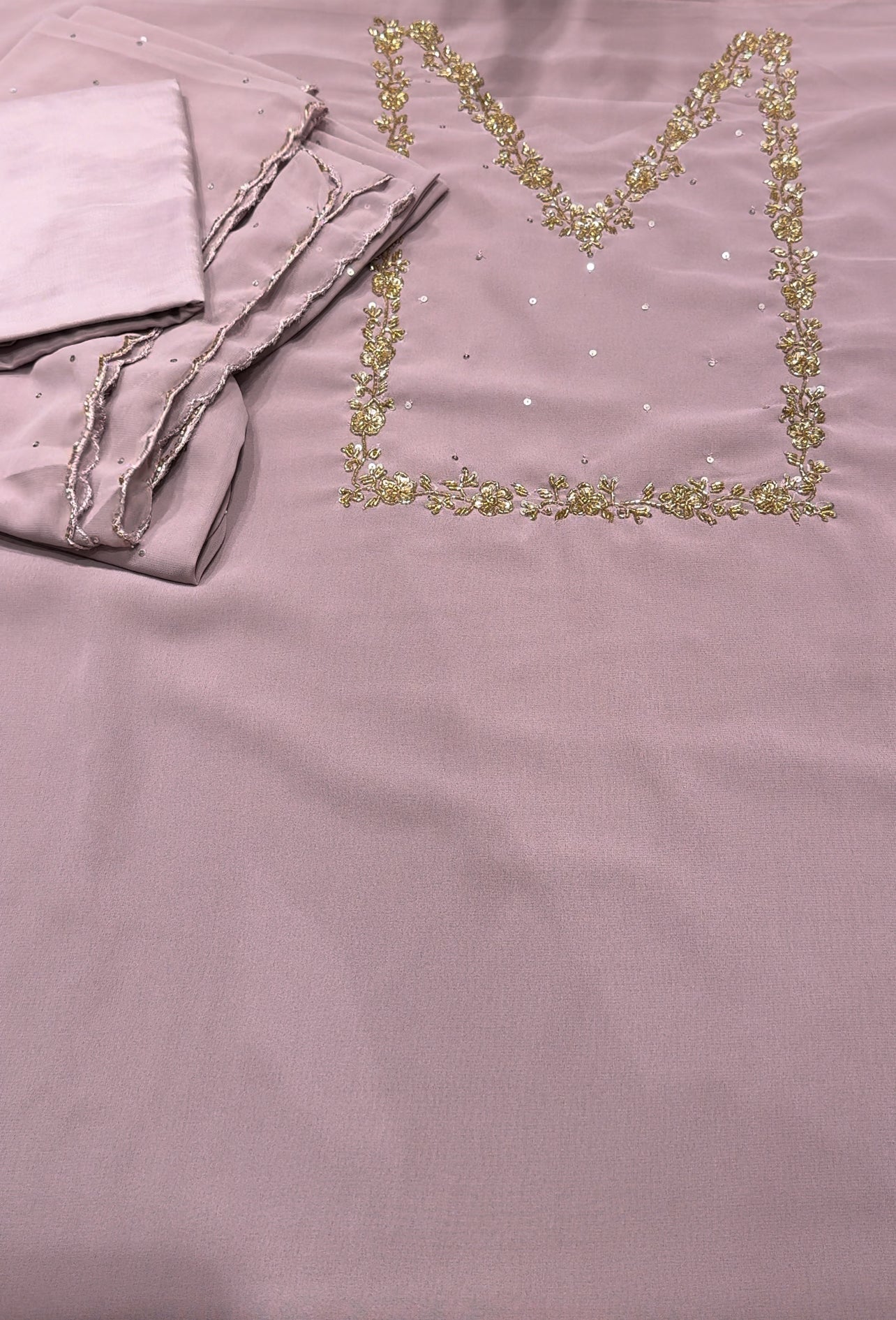 HAND WORKED UNSTITCHED SALWAR SUITS - IHA 17215