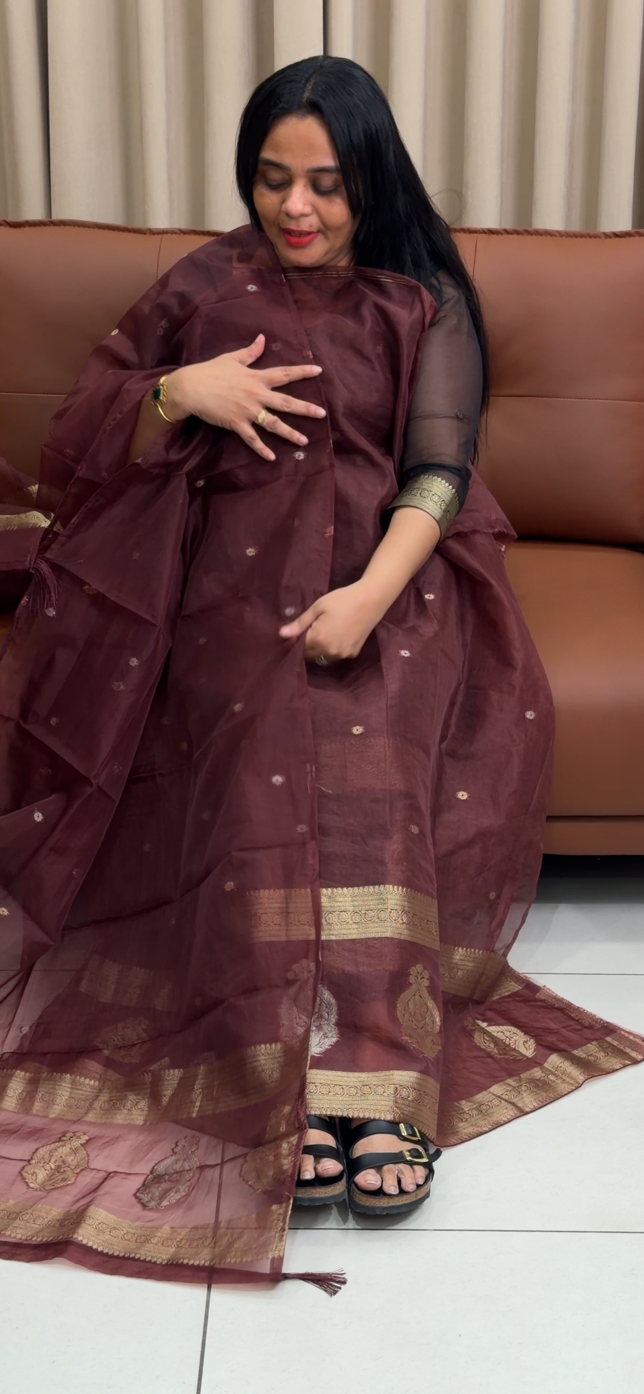 ORGANZA UNSTITCHED SALWAR SUITS - IHA 35267