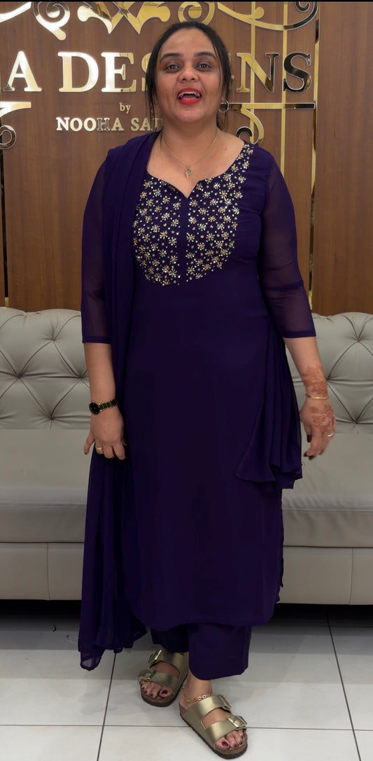 FAUX GEORGETTE UNSTITCHED SALWAR SUITS - IHA 31386