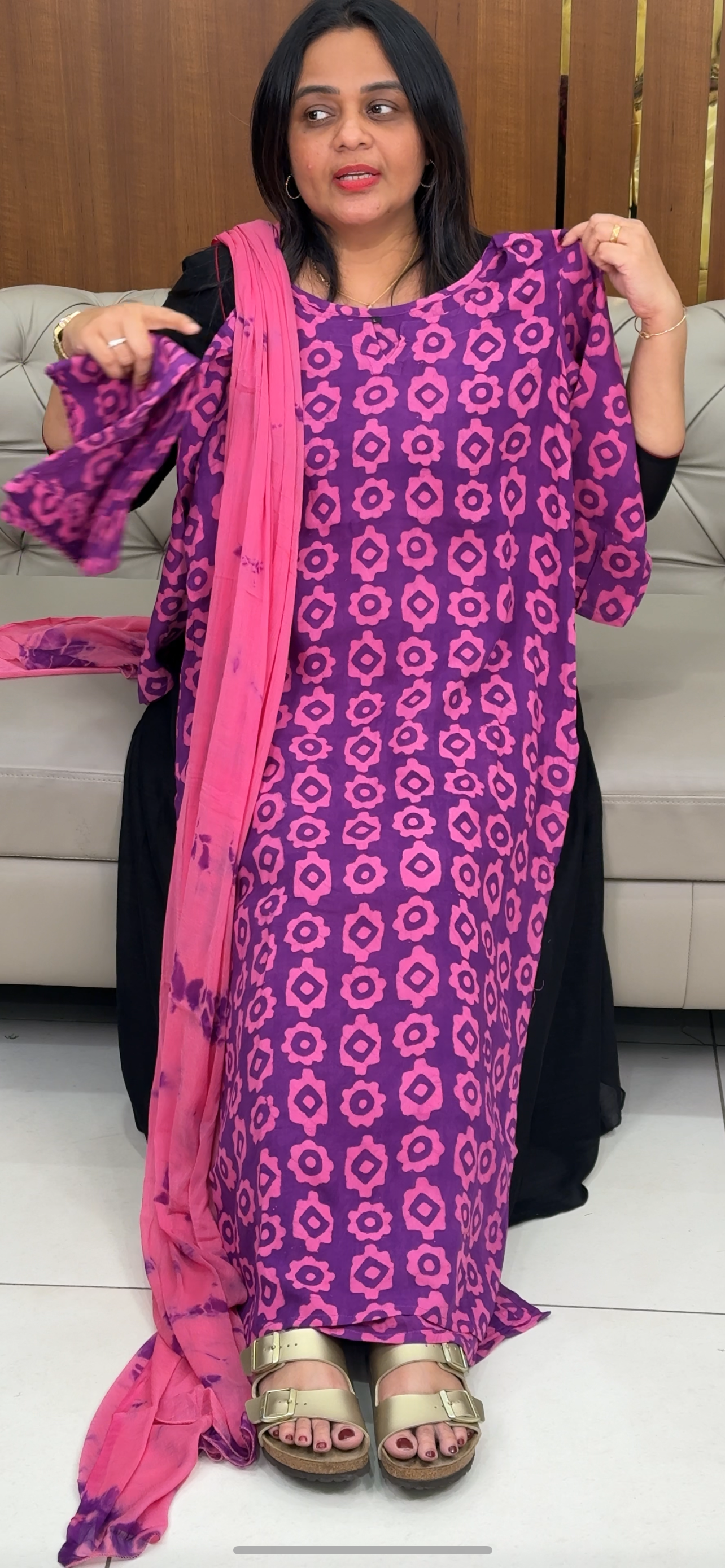 BATIK PRINTED TOP, BOTTOM AND DUPATTA - IHA 29750