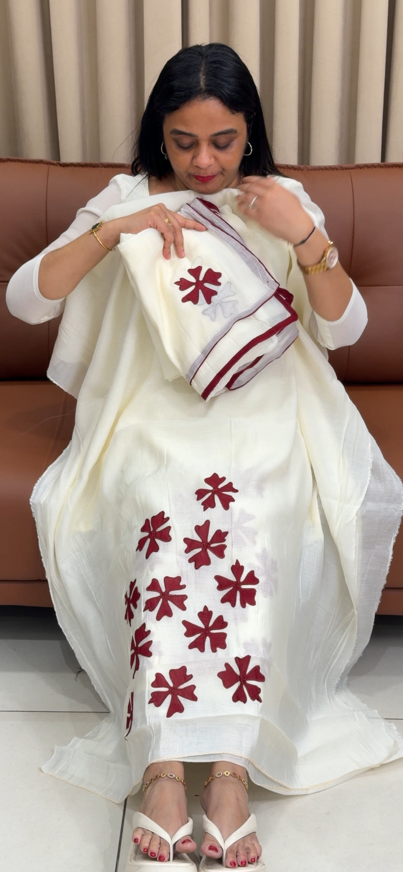 KERALA CREAM UNSTITCHED SALWAR SUITS - IHA 34310