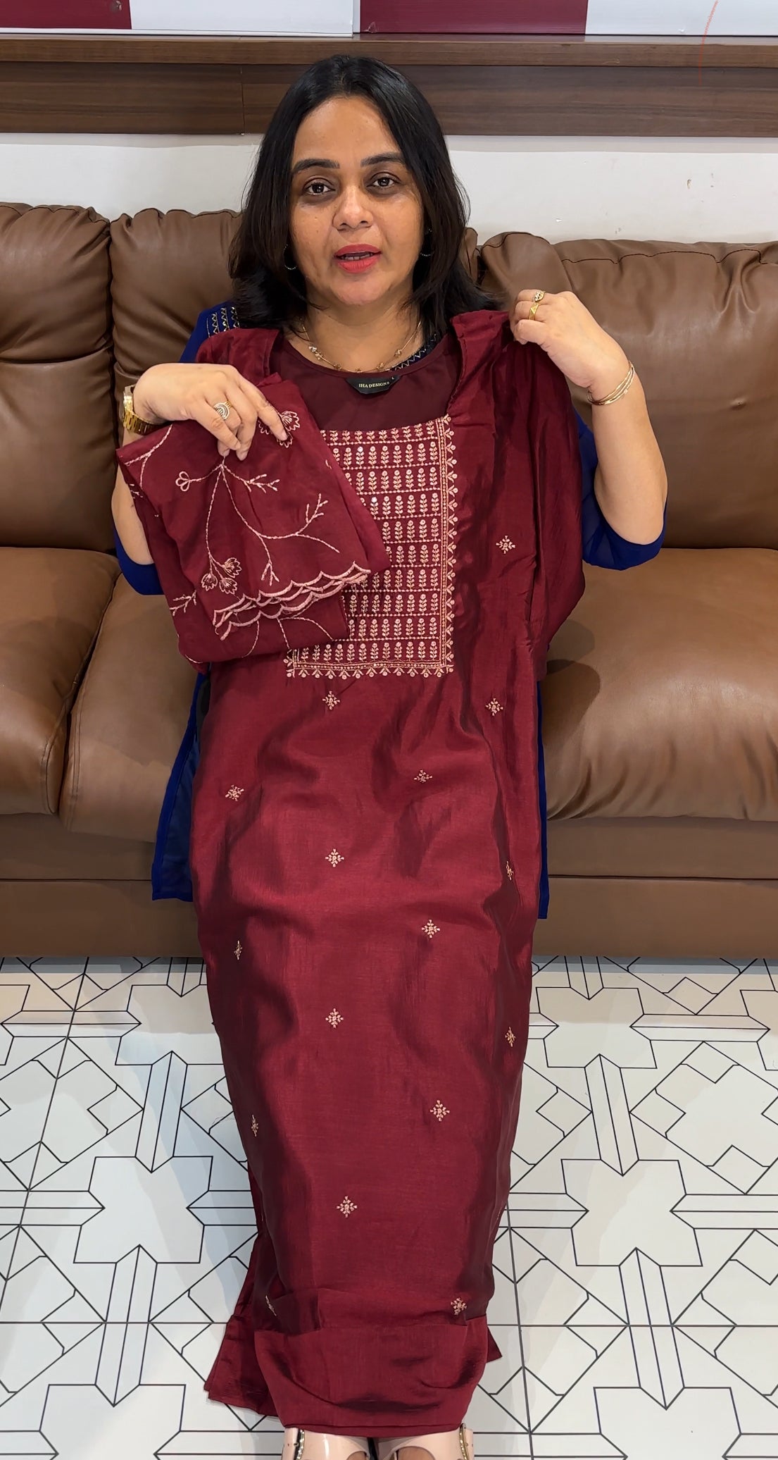 SEMI RAW SILK TOP, BOTTOM AND DUPATTA - IHA 28058