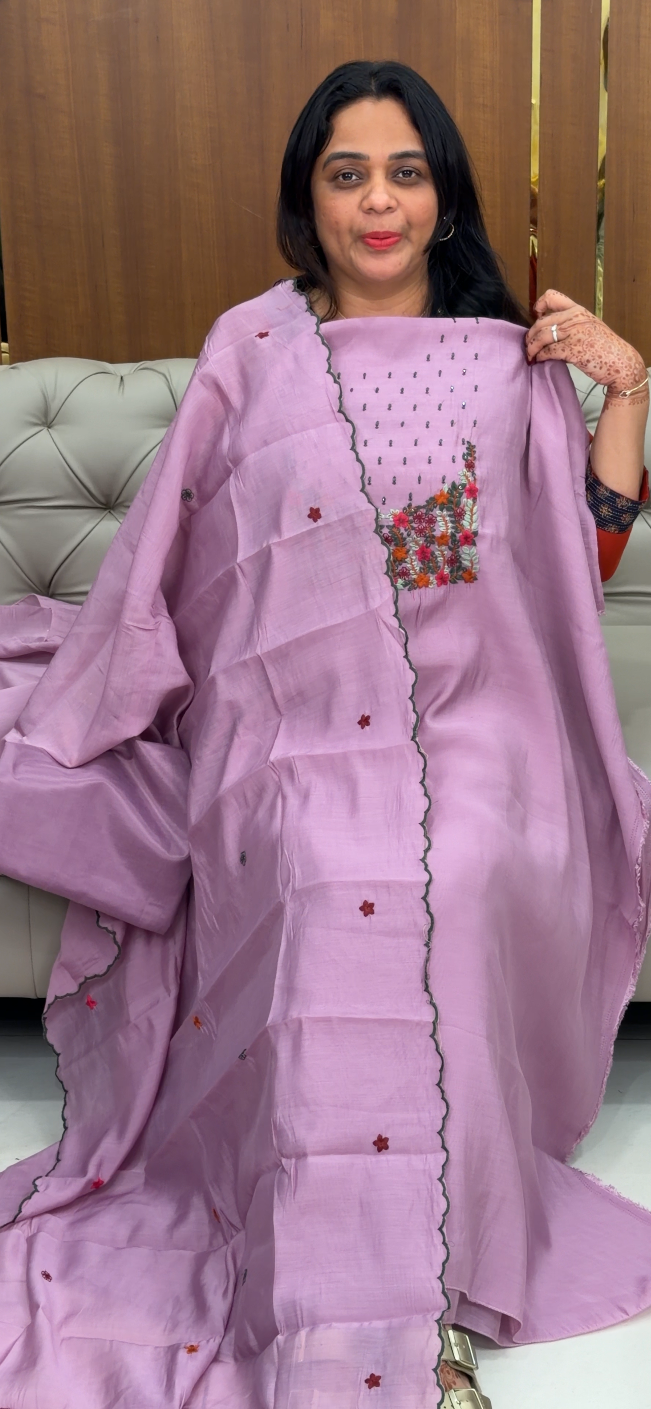 MALAI CHANDERI UNSTITCHED SALWAR SUITS - IHA 30074