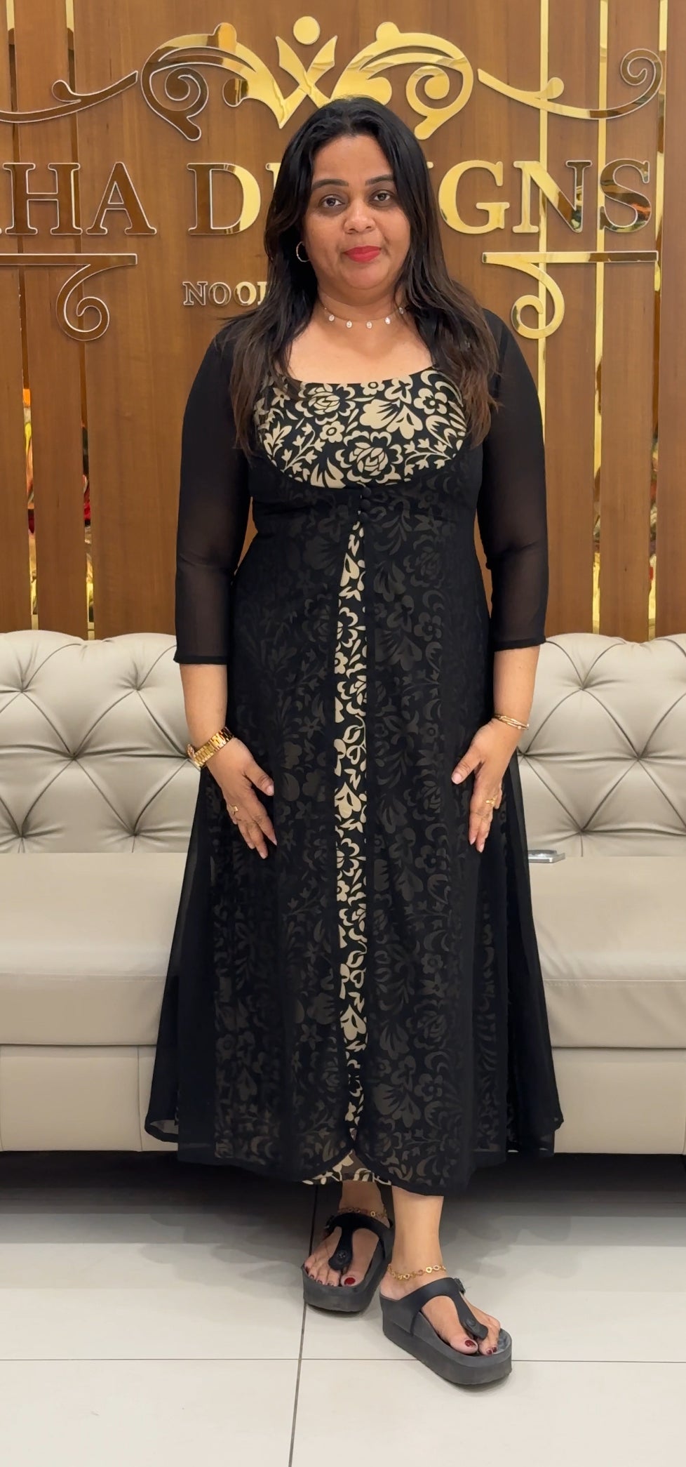 IHA'S IN-HOUSE PRINTED ALINE TOP AND JACKET - IHA 29197