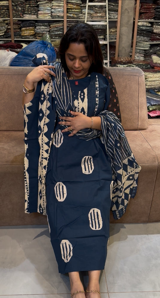COTTON TOP, BOTTOM AND DUPATTA - IHA 25255
