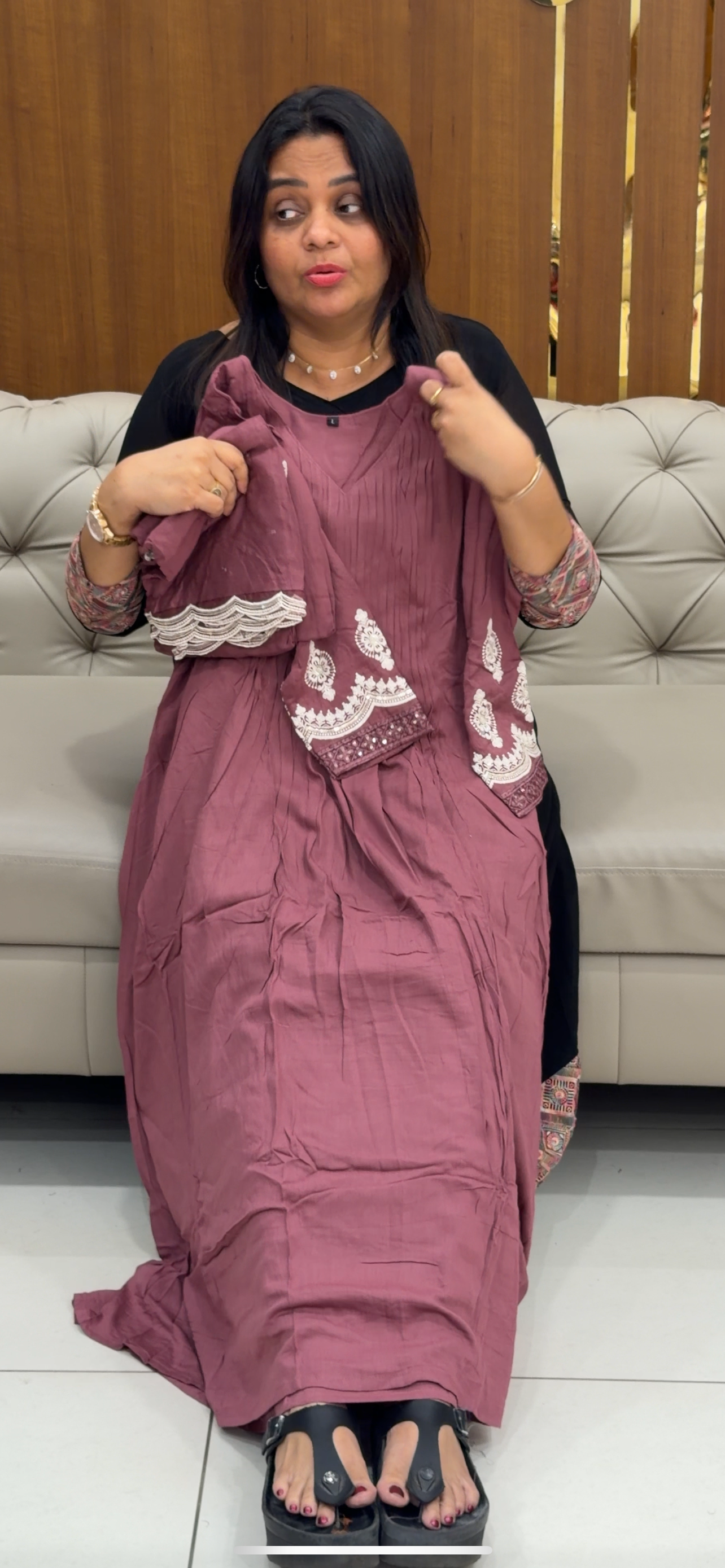 CRUSHED RAYON TOP, BOTTOM AN DUPATTA - IHA 28761