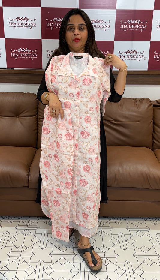 PRINTED LONG SLITTED TOP AND BOTTOM - IHA 22430