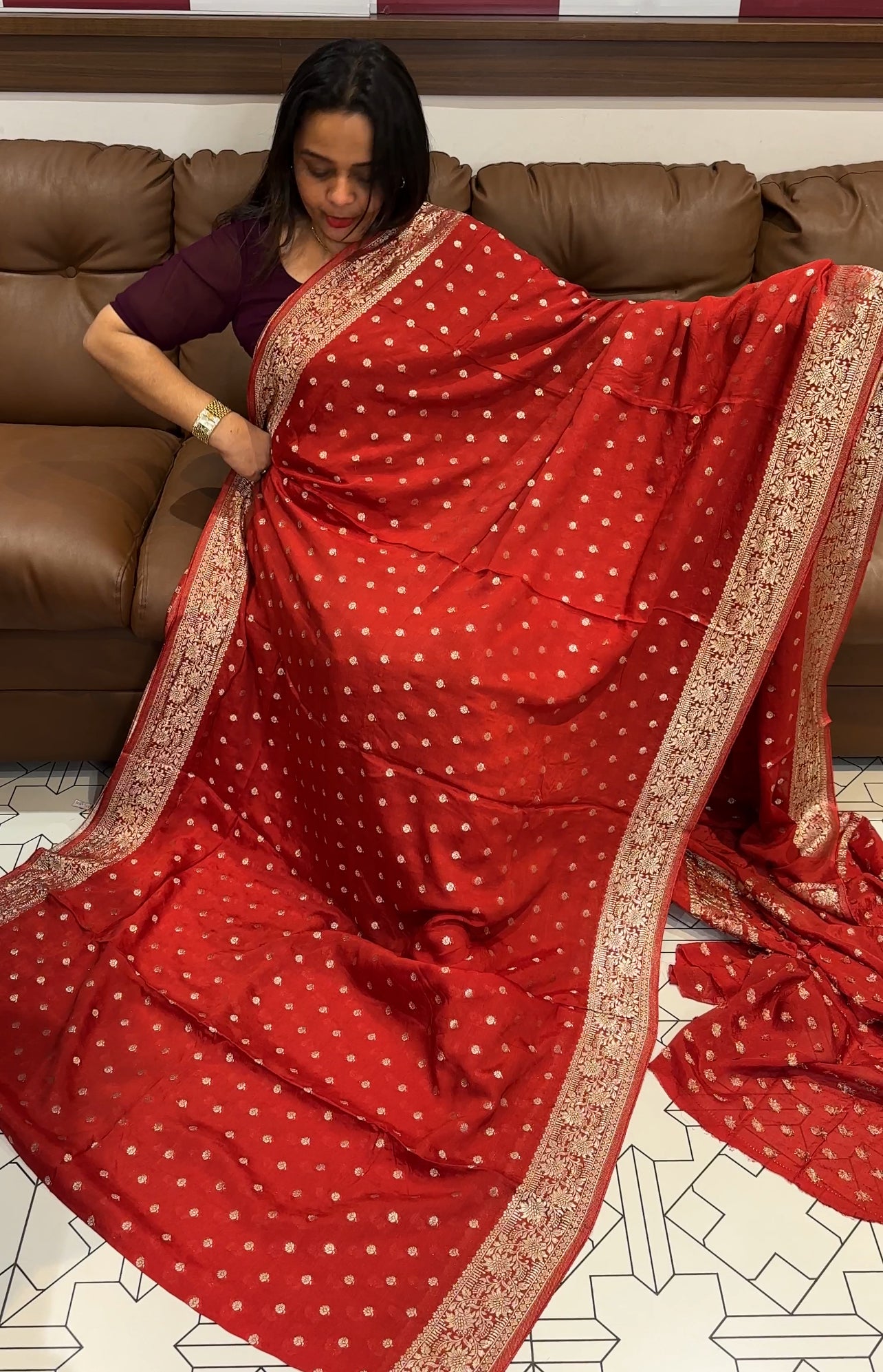 PLATINUM CHIFFON SAREES - IHA 22835