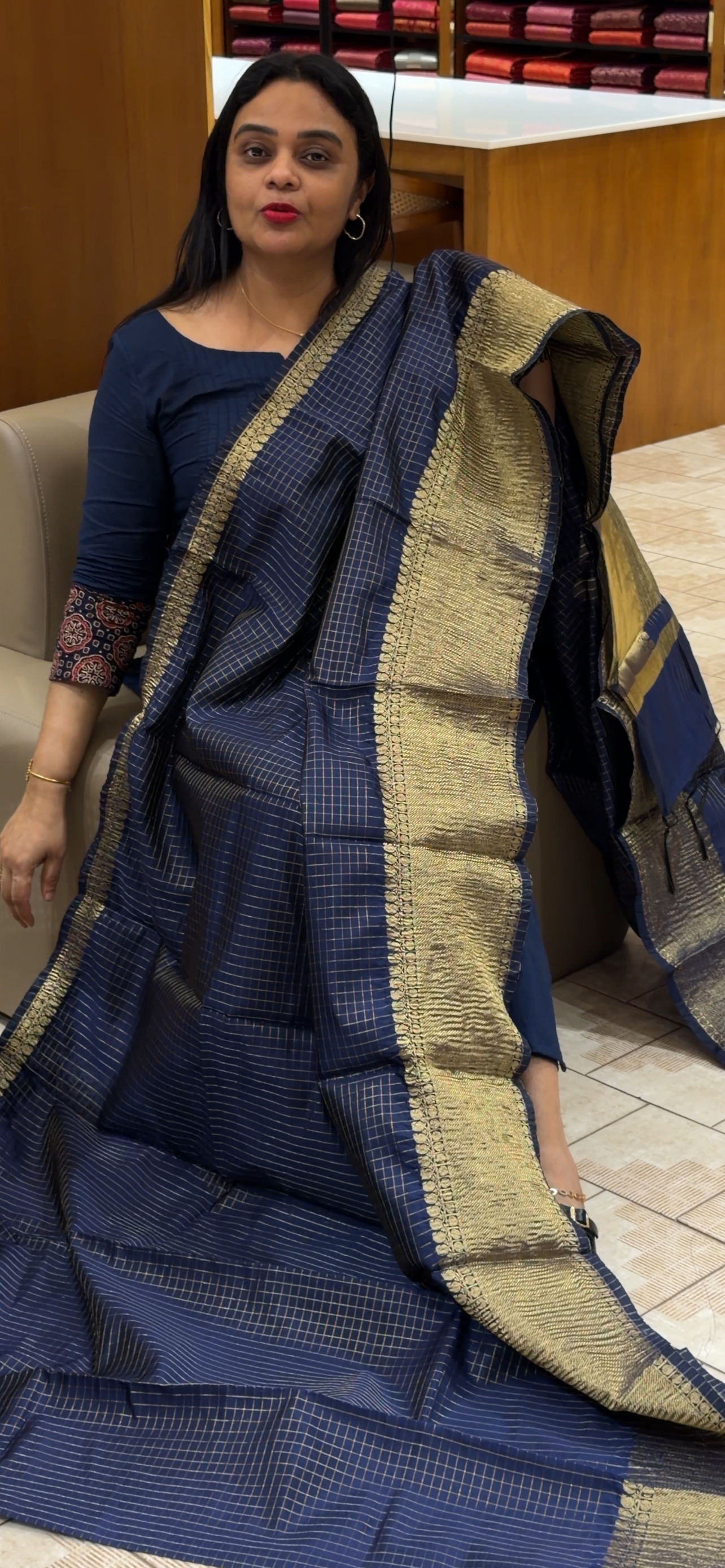 SEMI BANARASI SAREES - IHA 34378