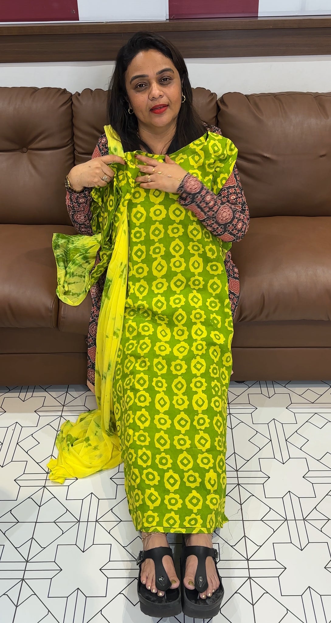 BATIK PRINTED TOP,BOTTOM AND DUPATTA- IHA 23966