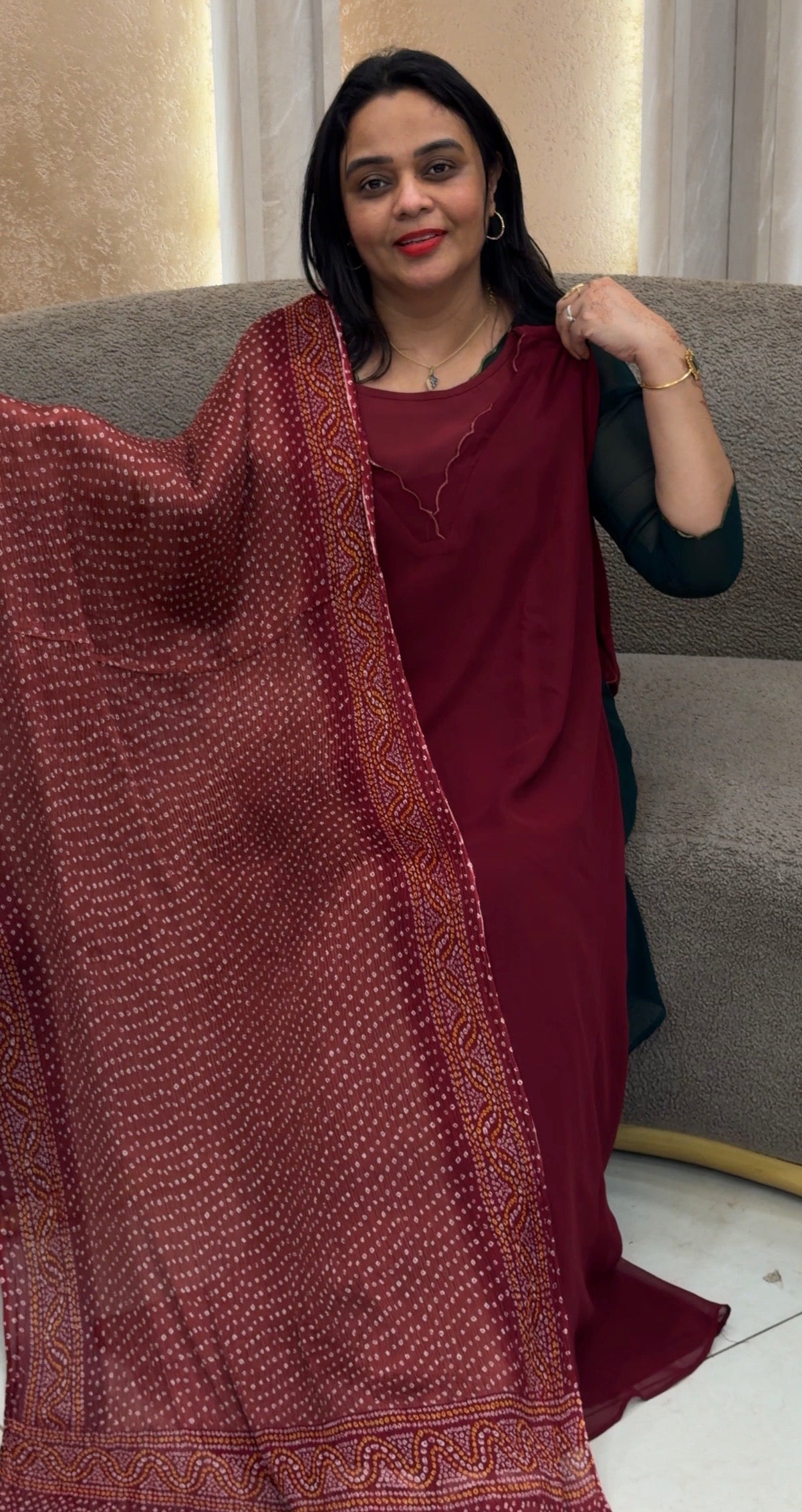 IHA'S IN-HOUSE ALINE TOP AND DUPATTA - IHA 33152