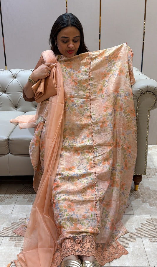 TISSUE UNSTITCHED SALWAR SUITS - IHA 22284