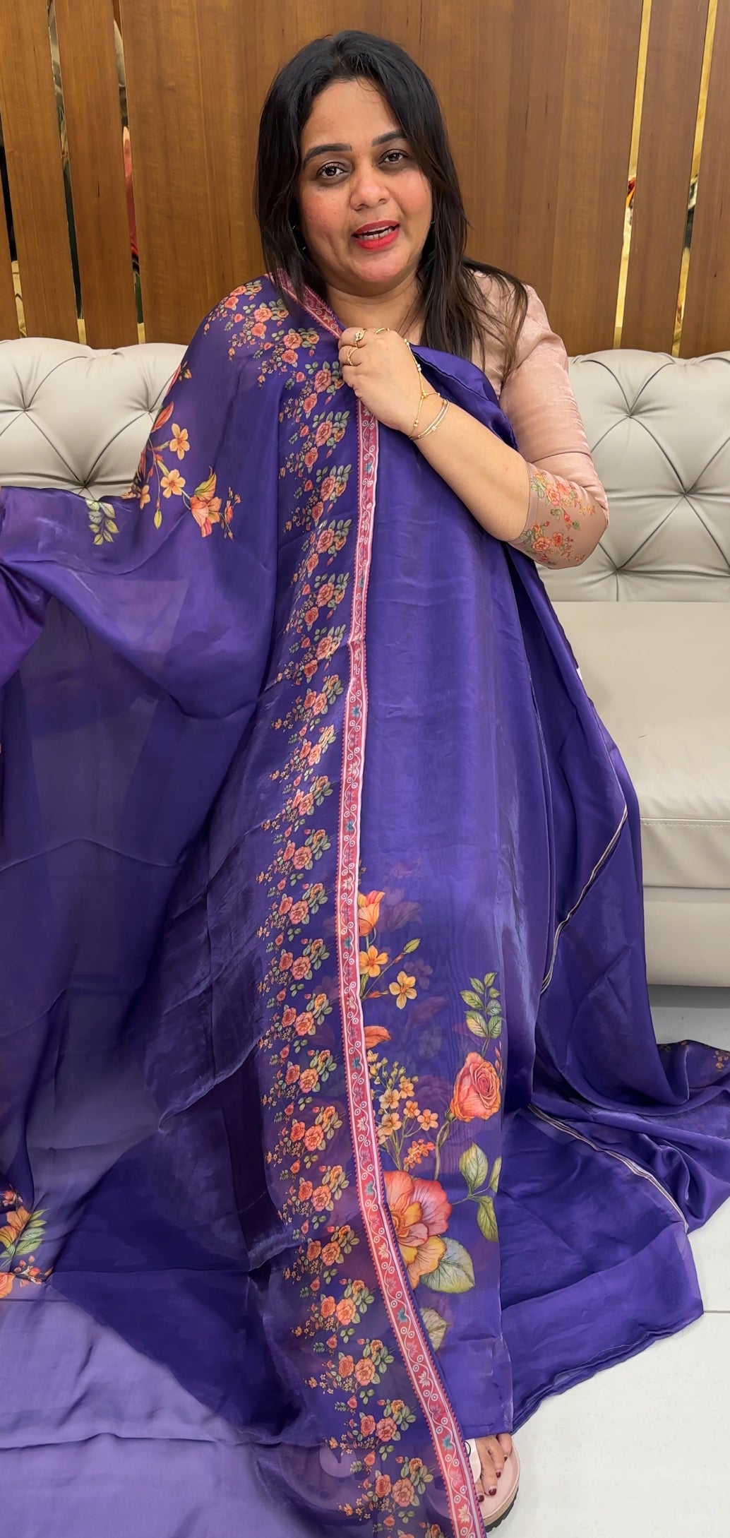 FORWARD VELVET ORGANZA UNSTITCHED SALWAR SUITS - IHA 26805