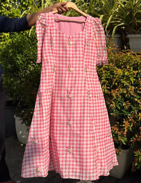 IHA'S IN-HOUSE MUL CHANDERI FROCKS - IHA 35699