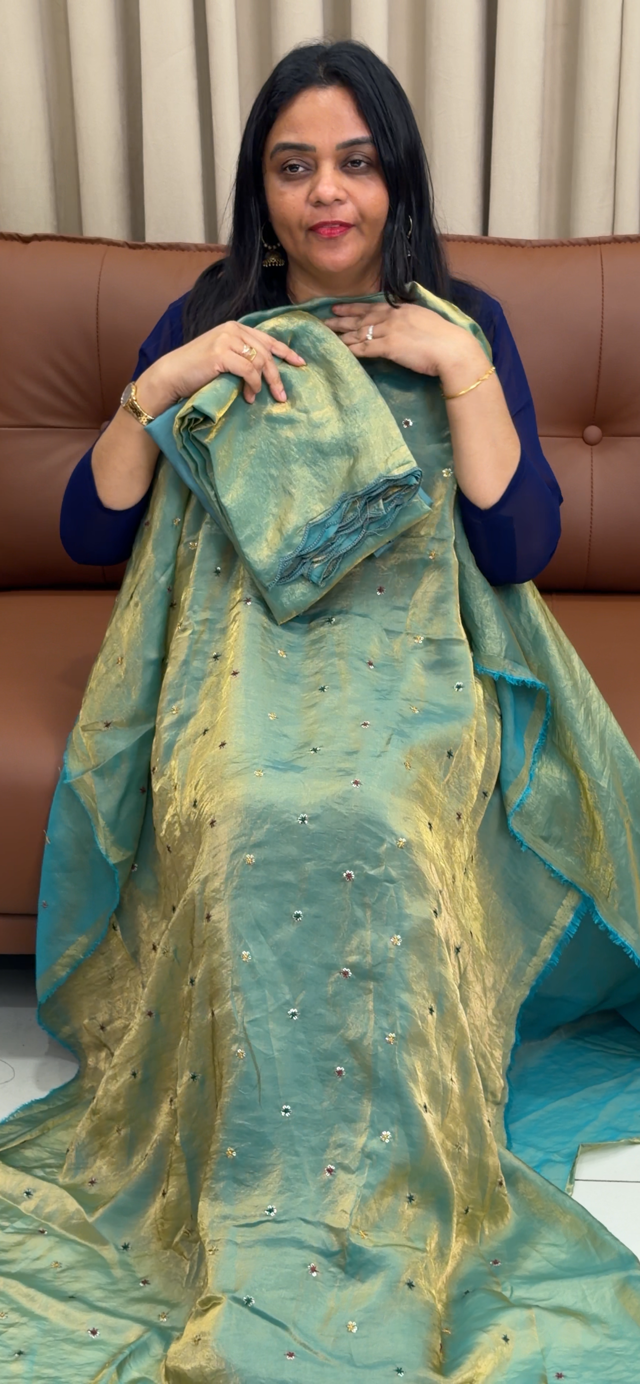 VELVET ORGANZA UNSTITCHED SALWAR SUITS - IHA 33655