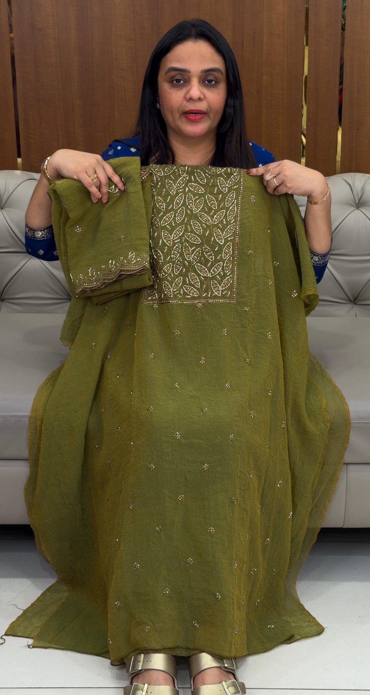 HANDWORKED UNSTITCHED SALWAR SUITS - IHA 32426