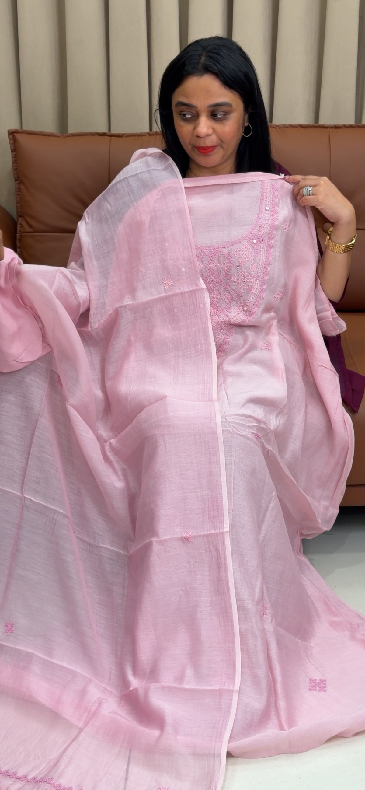 MALAI CHANDERI UNSTITCHED SALWAR SUITS - IHA 35808