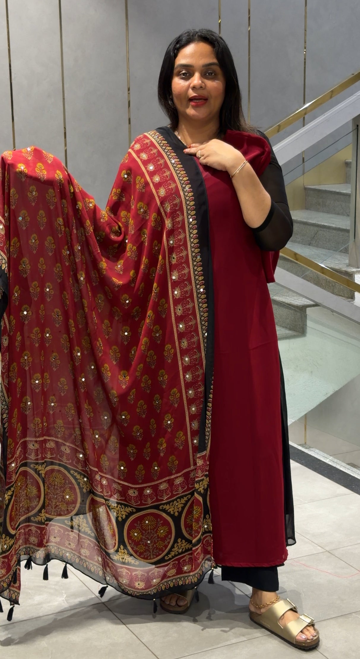 IHA'S IN-HOUSE GEORGETTE SLITTED TOP AND DUPATTA - IHA 32252
