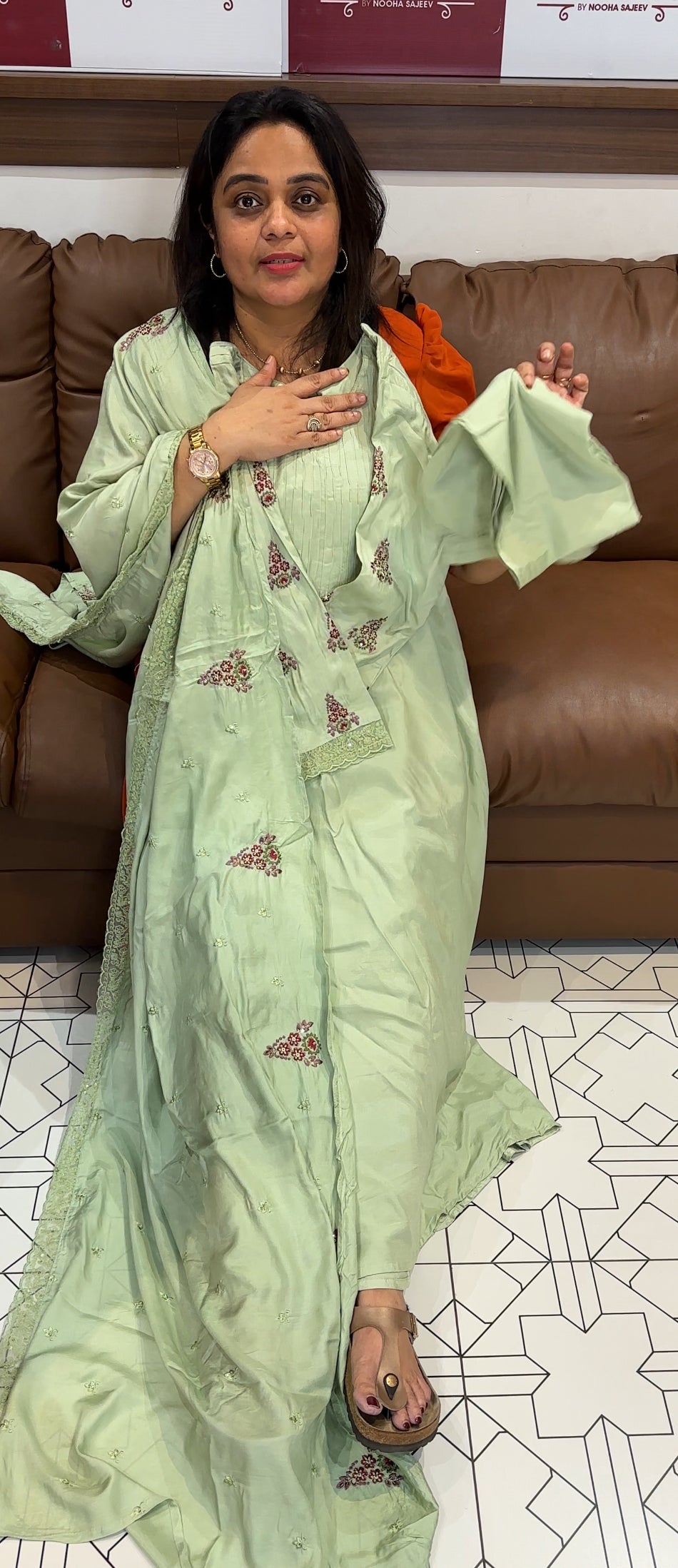 MUSLIN SLIK TOP,BOTTOM AND DUPATTA - IHA 26445