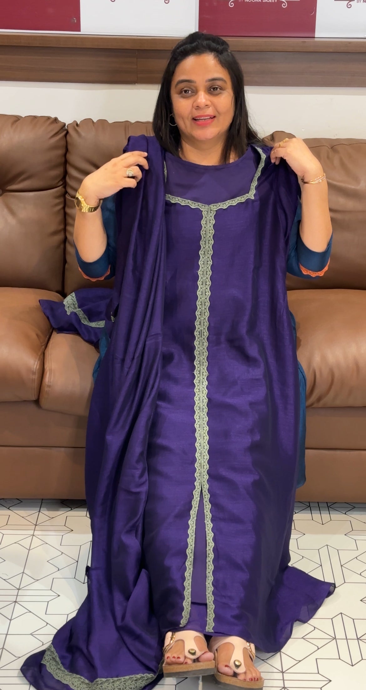 IHA'S IN-HOUSE SEMI RAW SILK ALINE TOP AND DUPATTA - IHA 30131