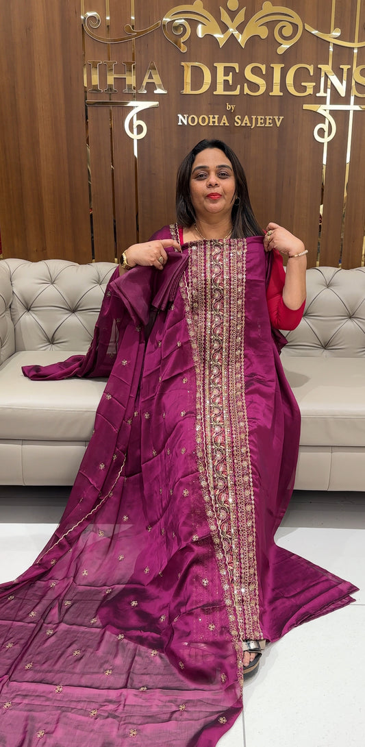 SILKY GEORGETTE UNSTITCHED SALWAR SUITS - IHA 29661