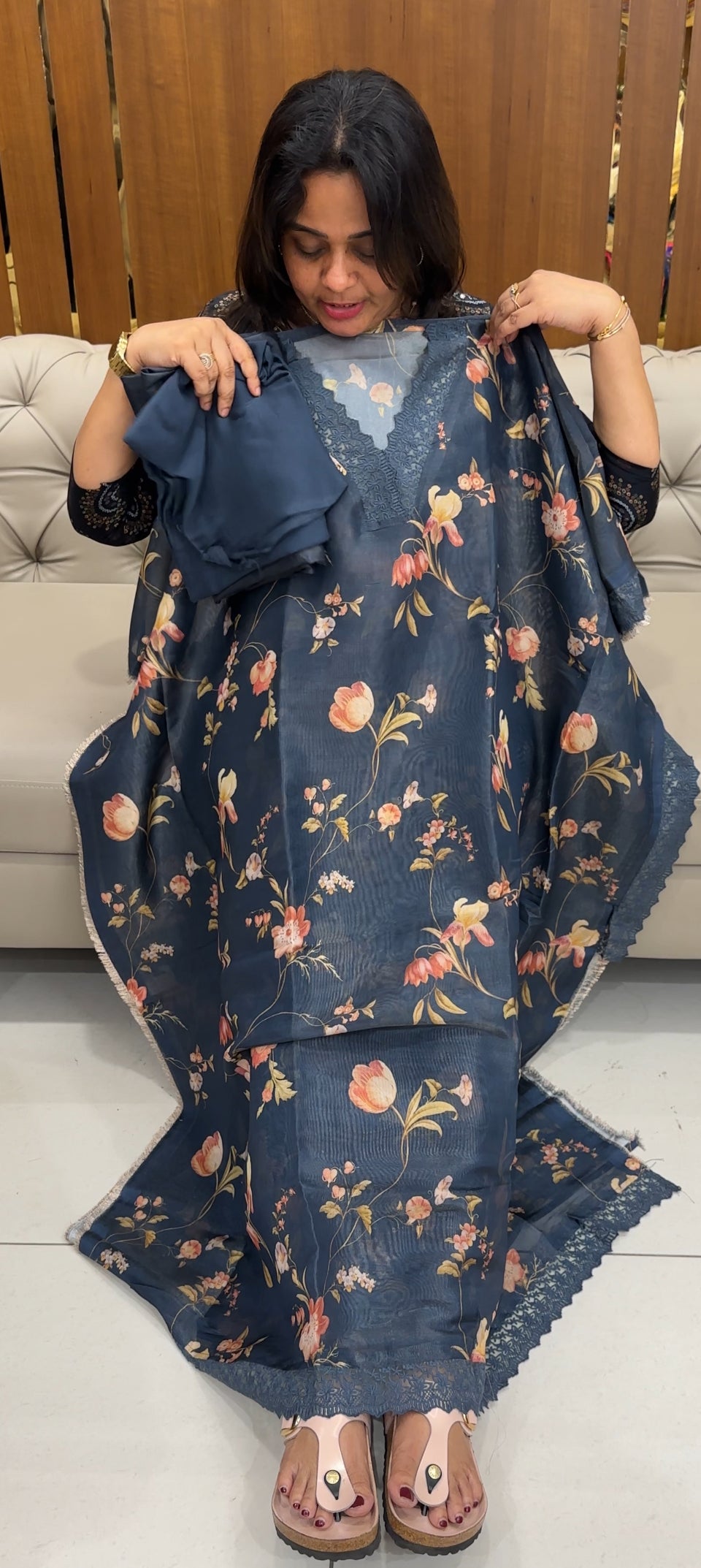 PRINTED TISSUE UNSTITCHED SALWAR SUITS - IHA 26932