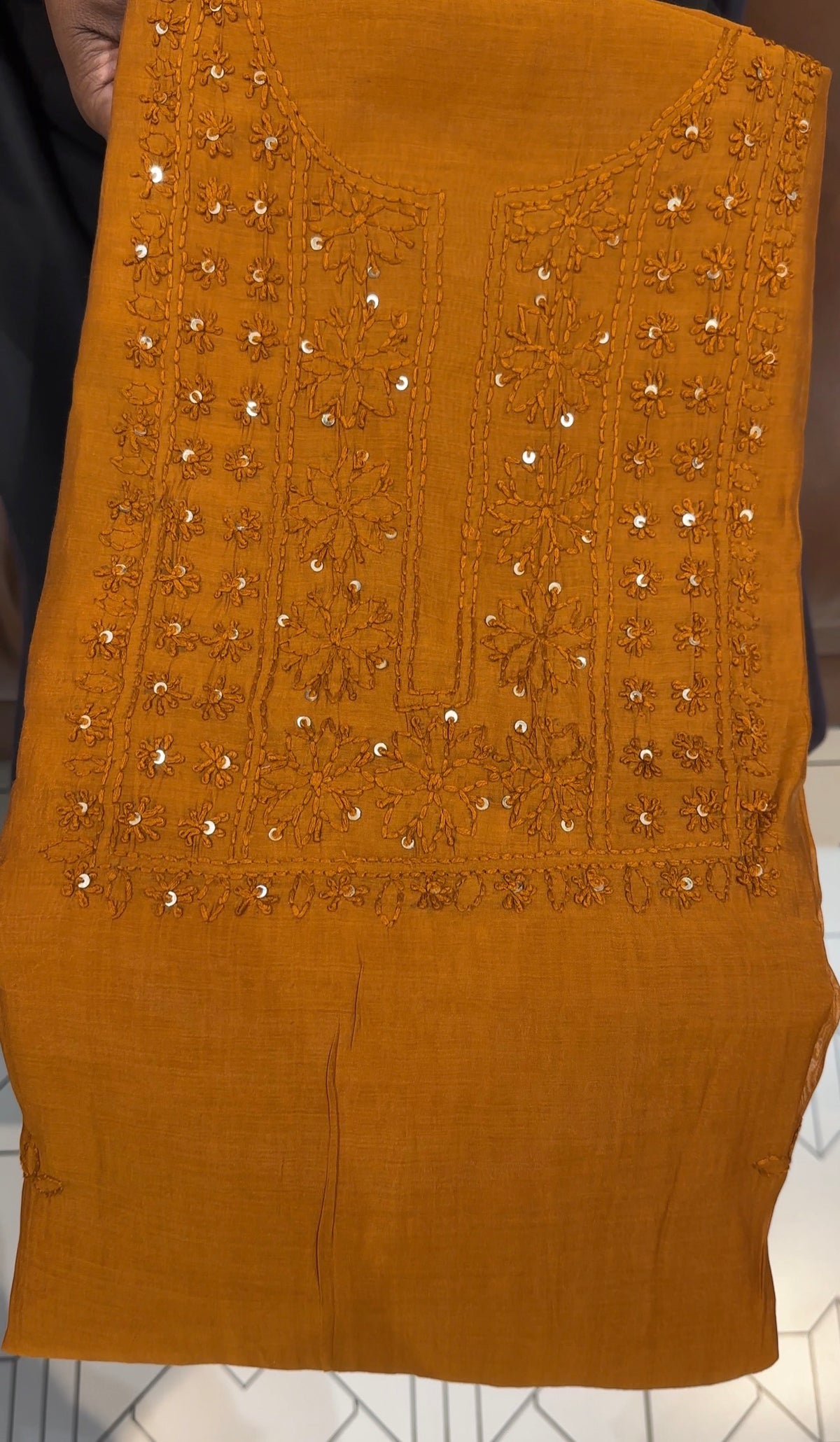 LUCKNOWI CHIKANKARI UNSTITCHED SALWAR SUITS - IHA 35992