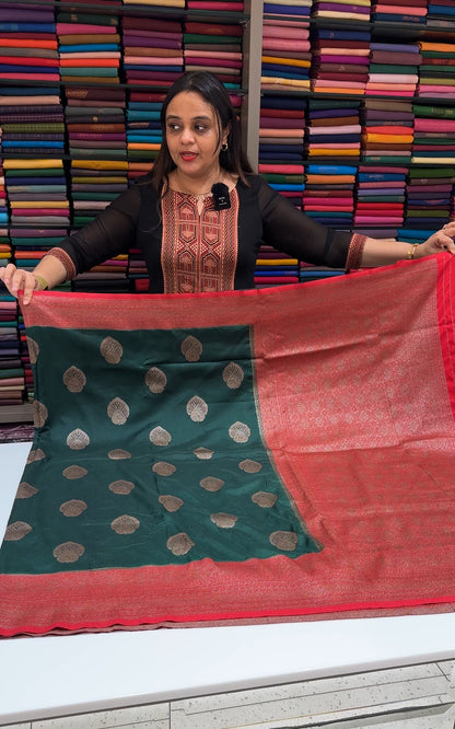 SEMI BANARASI SAREES - IHA 18730