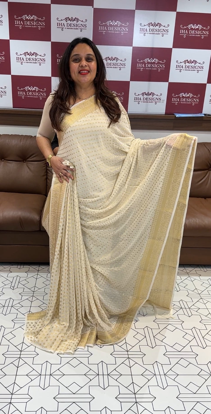 GEORGETTE BANARASI SAREE - IHA 16170