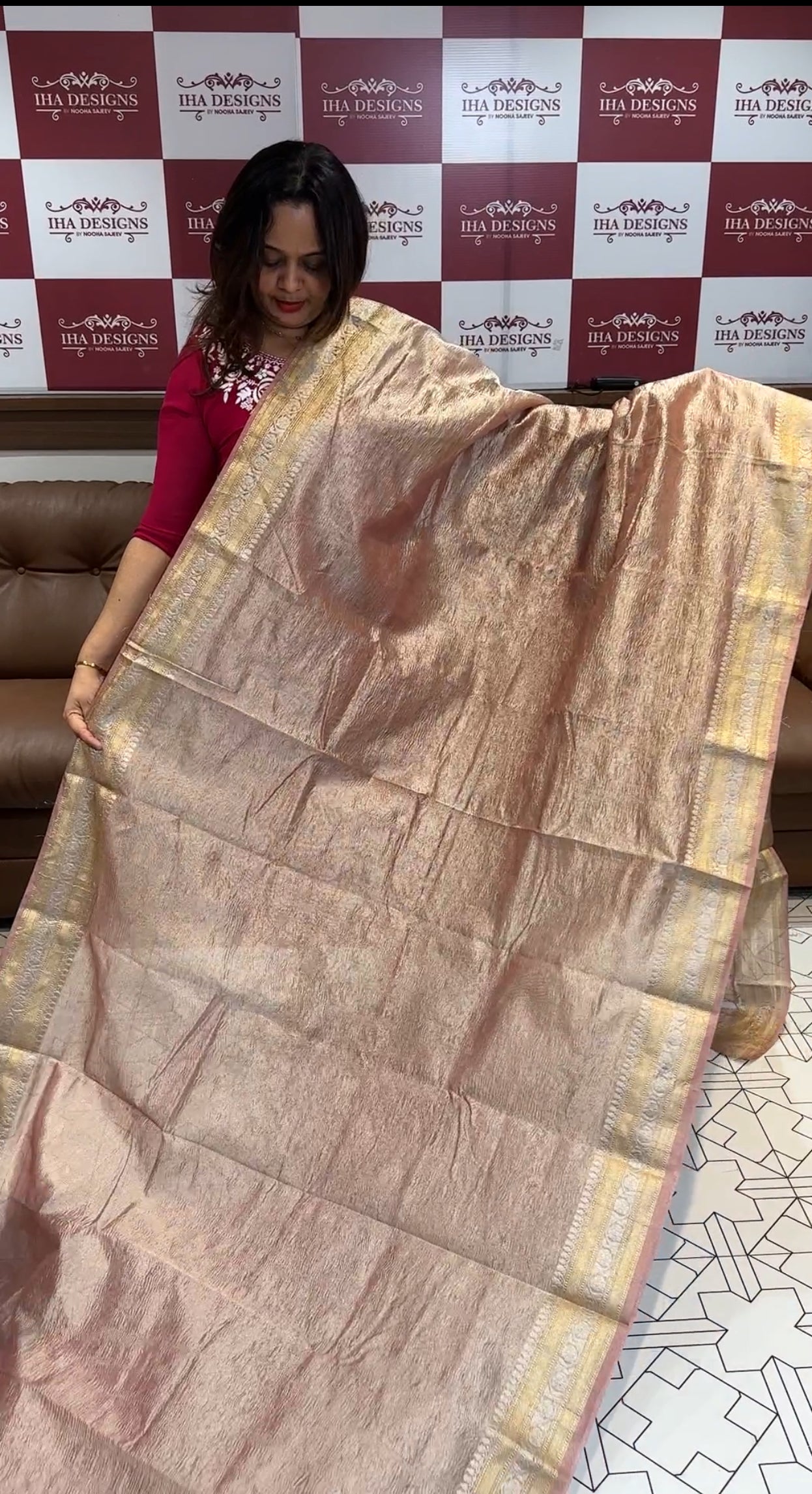 TISSUE BANARASI SAREE - IHA 14434