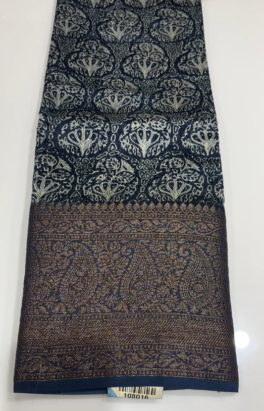 PRINTED BANARASI CHANDERI SAREES - IHA 17450