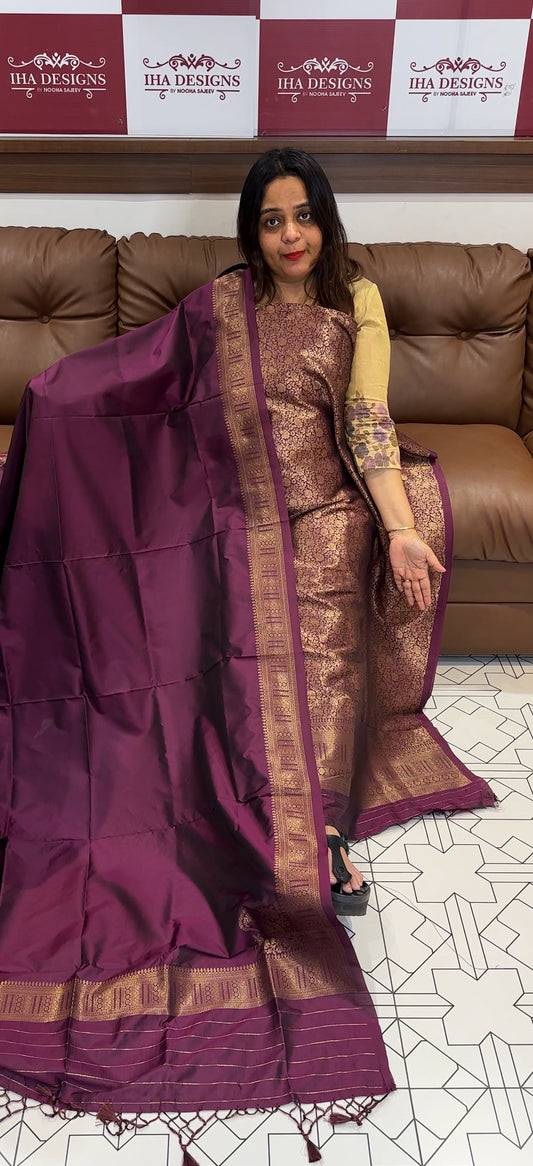 SEMI KATAN UNSTITCHED SALWAR SUITS - IHA 17111