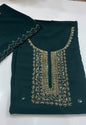 HAND WORKED UNSTITCHED SALWAR SUITS  - IHA 18097