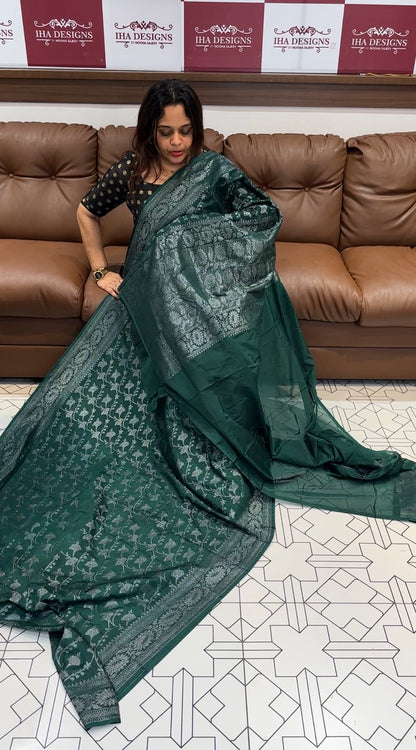 SEMI BANARASI SAREE - IHA 14548