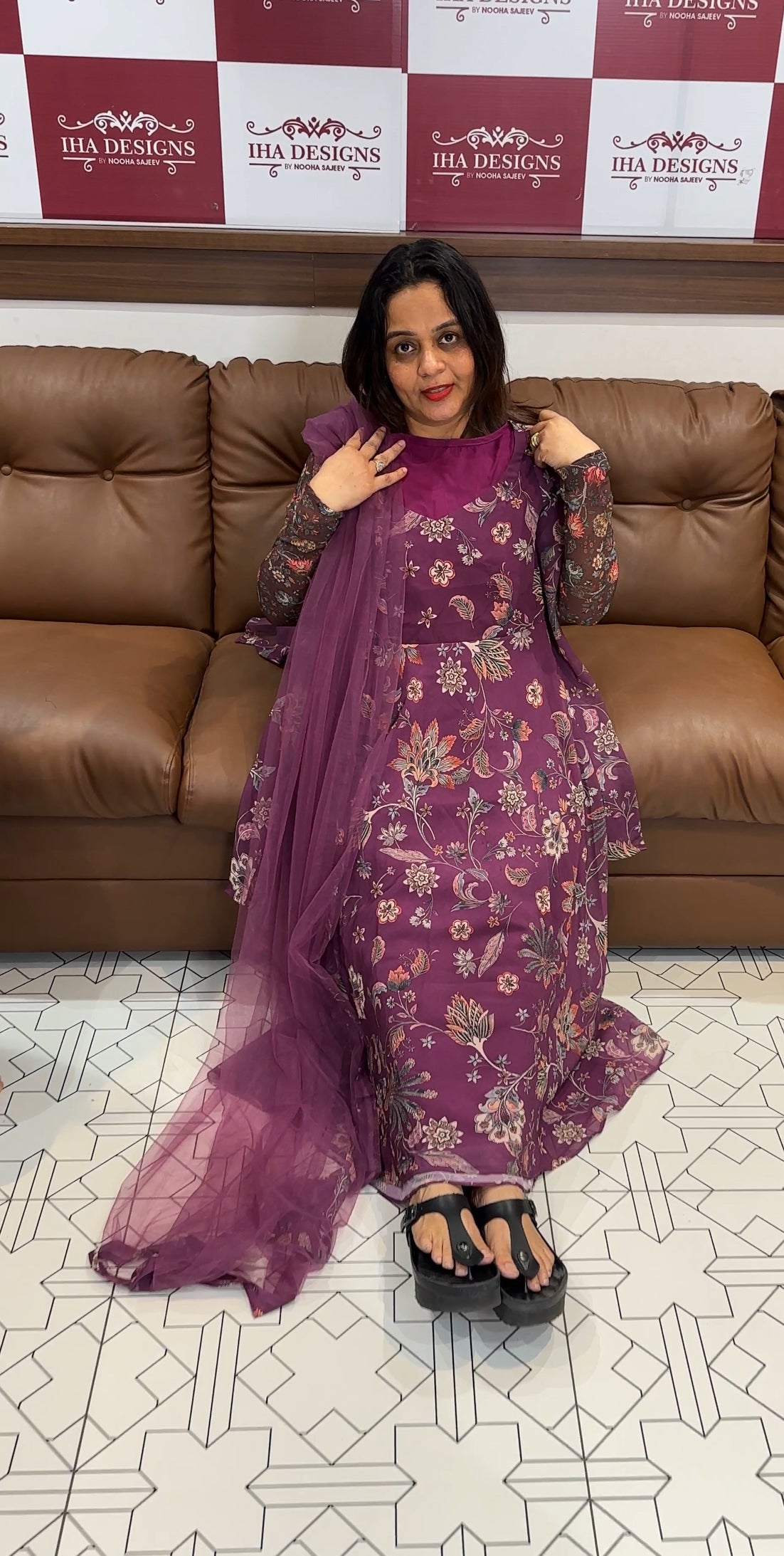 IHA'S IN-HOUSE PRINTED ANARKALI TOP AND DUPATTA - IHA 18472