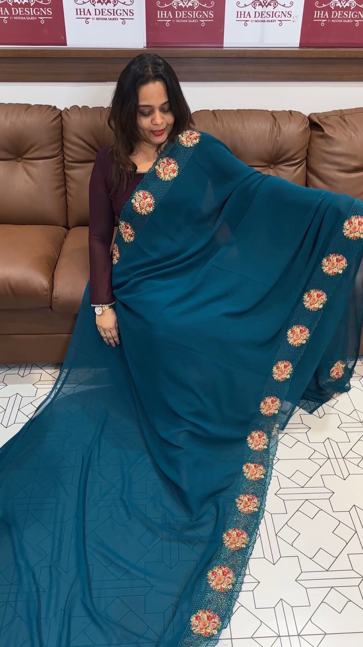 CUT-WORKED SAREE - IHA 16968