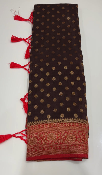 CRAPE BANARASI SAREES - IHA 18542