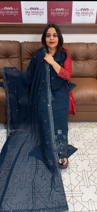 IHA'S IN-HOUSE PARTY WEAR SLITTED  TOP AND DUPATTA - IHA 18321